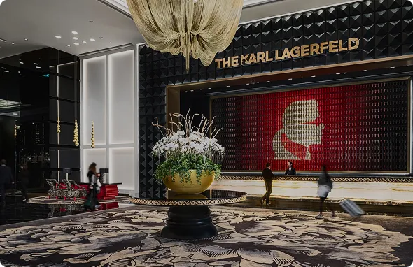 The Karl Lagerfeld Hotel luxurious lobby